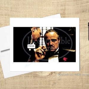 Tarjeta divertida de la mafia "Me tiré un pedo", nerds del cine, citas de películas, tarjetas de cumpleaños divertidas, cultura pop, mafia italiana, tarjetas de feliz cumpleaños