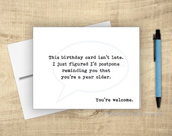 Funny Belated Birthday Card – Postponed Reminder Edition