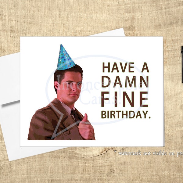 Dale Cooper, Twin Peaks, Damn Fine Birthday Funny Birthday Card, Supernatural Birthday Card, 90s TV Show Card