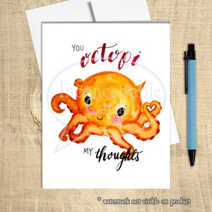 You Octopi My Thoughts - Amor, Día de San Valentín, Pensando en ti, Tarjeta de aniversario