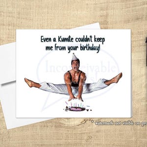Damme Kumite Birthday Card, Martial Arts, Card for Him, Funny Birthday Card