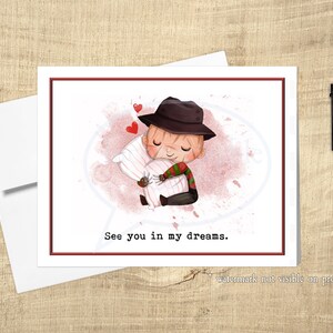 Carte mignonne de Valentine d’amour de Freddy, carte de Valentine d’horreur, film d’horreur, film effrayant, carte d’amour mignonne, carte d’amour drôle pour la petite amie de petit ami