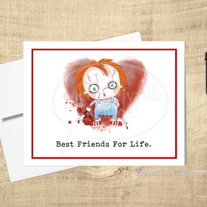 Creepy Doll Love Card, Slasher Movies, Horror Gifts, 1980s Vintage, Scary Movie, Pop Art, Hand-drawn Birthday Cards