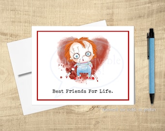 Creepy Doll Love Card, Slasher Movies, Horror Gifts, 1980s Vintage, Scary Movie, Pop Art, Hand-drawn Birthday Cards