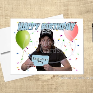 Funny Wayne&#39;s World - Sphincter Boy, Card for Him, Gift for Him, Generation X card, card for nerds, 1990s pop culture Card, handmade card