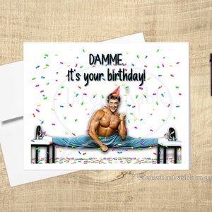Damme, é o seu cartão de aniversário, artes marciais, cartão para ele, cartão de aniversário engraçado