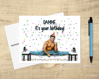 Damme It's Your Birthday Card, Martial Arts, Card for Him, Funny Birthday Card