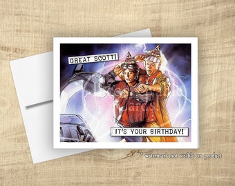 BTTF "Great Scott! It's Your Birthday!" Birthday Greeting Card - 80s Cult Classic! Geek Birthday Card