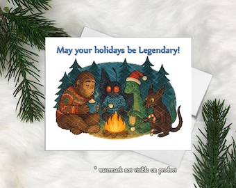 Funny Bigfoot Loch Ness Urban Myth Christmas Card