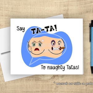 Funny Naughty Tatas Support Card, Cancer, Double Mastectomy, Funny Get Well Card, Cancer Survivor Gift,
