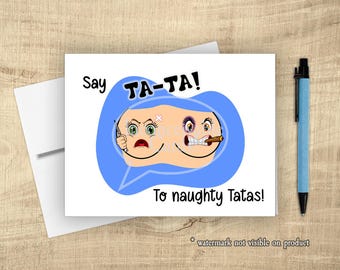 Funny Naughty Tatas Support Card, Cancer, Double Mastectomy, Funny Get Well Card, Cancer Survivor Gift,