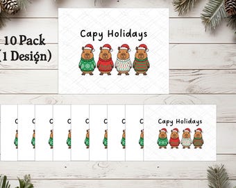 Capy Holidays – Festive Sweater Squad Christmas Card (10 Pack)