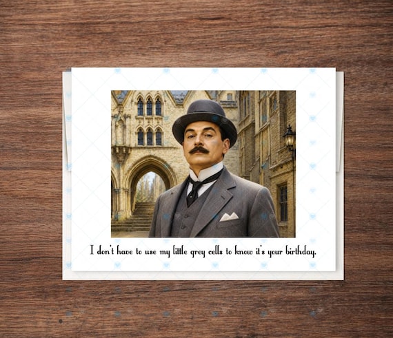 Detective Birthday - Poirot - Handmade Birthday Cards