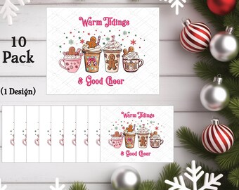 Funny Christmas Card – “Warm Tidings & Good Cheer” – Gingerbread Latte Holiday Card (10 Card Pack)