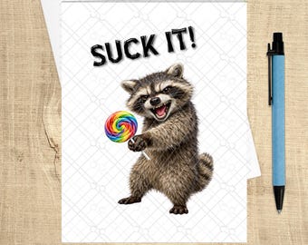 Funny Raccoon Lollipop Card – Sarcastic Humor, Petty Encouragement