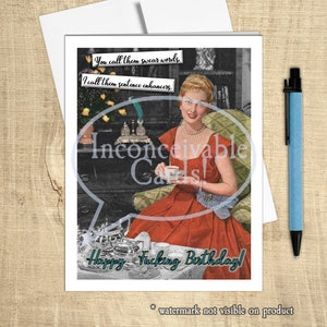 Divertente biglietto di auguri di compleanno vintage retrò *imprecazione*