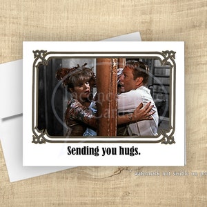 Funny Clue Sending Hugs Greeting Card, Get Well Greeting Card, Sympathy Greeting Card, Card for BFF, 1980s Pop Culture