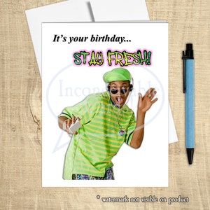 Engraçado - Fresh Prince "Stay Fresh!" Cartão de aniversário, feliz aniversário, TV dos anos 90