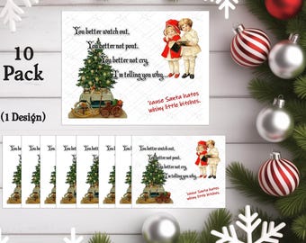 Funny Christmas Card – “Santa Hates Whiny Little B*tches” 10 Pack