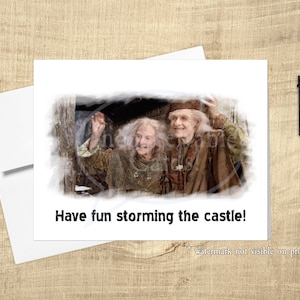 Grappig "Veel plezier met het bestormen van het kasteel!" Grappige verjaardags-/huwelijks-/felicitatiekaart, *Beperkte tijd: GRATIS ansichtkaart bij in aanmerking komende aankoop