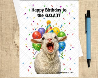 Funny Birthday Card – “Happy Birthday to the G.O.A.T!” | Goat Birthday Card | Best Ever Birthday Card | Inconceivable Cards