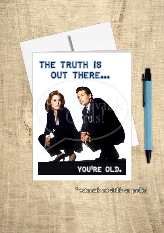 X-files - Truth is Out There, Funny Birthday Card, UFO Card, 90s