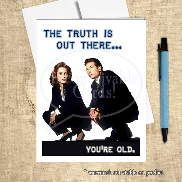 X-Files - Truth is Out There, Funny Birthday Card, UFO Card, 90s Pop Culture