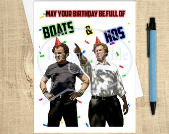 Step Bros Birthday Card, Boats and Hos, Funny Birthday Card, Comedy Gift for Him, Best Friends Birthday Card, BFF Birthday Greeting
