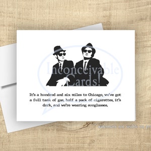 Blues Brothers - Mission From God Funny Card for Any Occasion, Birthday Card, Cult Classic card, Vintage 70s, Retro 70s, Famous Movie Quotes