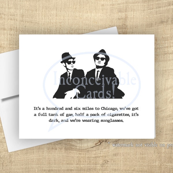 Blues Brothers - Mission From God Funny Card for Any Occasion, Birthday Card, Cult Classic card, Vintage 70s, Retro 70s, Famous Movie Quotes