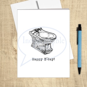 Tarjeta de cumpleaños divertida del juego de palabras, tarjeta de cumpleaños feliz del bidé, tarjeta de cumpleaños humorística, regalo divertido, tarjeta de cumpleaños sarcástica
