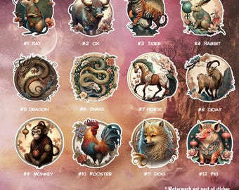 Chinese Zodiac Vinyl Sticker, Eastern Zodiac, Horoscope. Choose