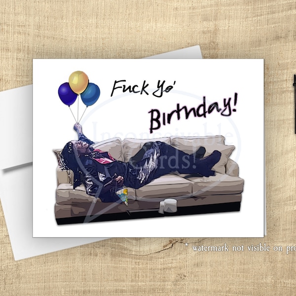 Rick James Birthday Card F*ck Yo' Birthday, Dirty Birthday Card, Funny Birthday Card, Rude Birthday Card