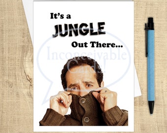 C'est une jungle là-bas - carte d'anniversaire drôle de détective, carte de rétablissement, carte de pensée de vous, carte d'hypocondriaque, cartes de phobie