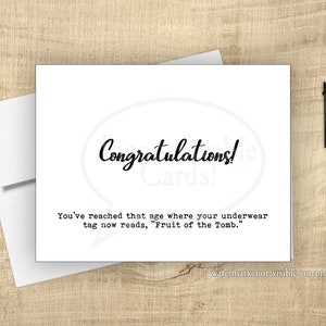 Fruit of the Tomb Funny Birthday Card, Old Age birthday card, card for him, card for husband/father, Snarky Card, Sarcastic Birthday Card