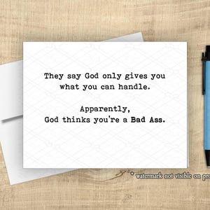Funny God Thinks You&#39;re a Bad Ass Get Better Card, Get Well, Funny & Sarcastic Get Well Card
