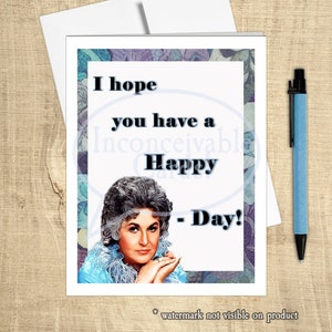 Grappige "Happy Bea Day" Bea Arthur-fans, *Tijd beperkt: GRATIS ansichtkaart bij in aanmerking komende aankoop