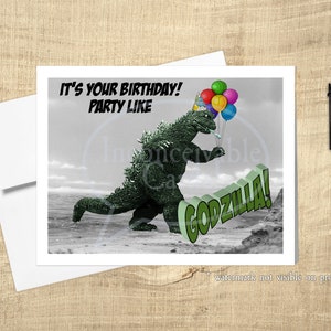 Monster Funny Happy Birthday Card, Dinosaur Card, funny birthday card, card for him, gift for him, japanese animation