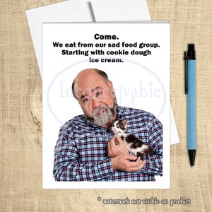 Mr. Kim "Sad Food Group" grappige kaart, beterschap, voel je beter, medeleven * Tijdelijk: GRATIS ansichtkaart bij in aanmerking komende aankoop