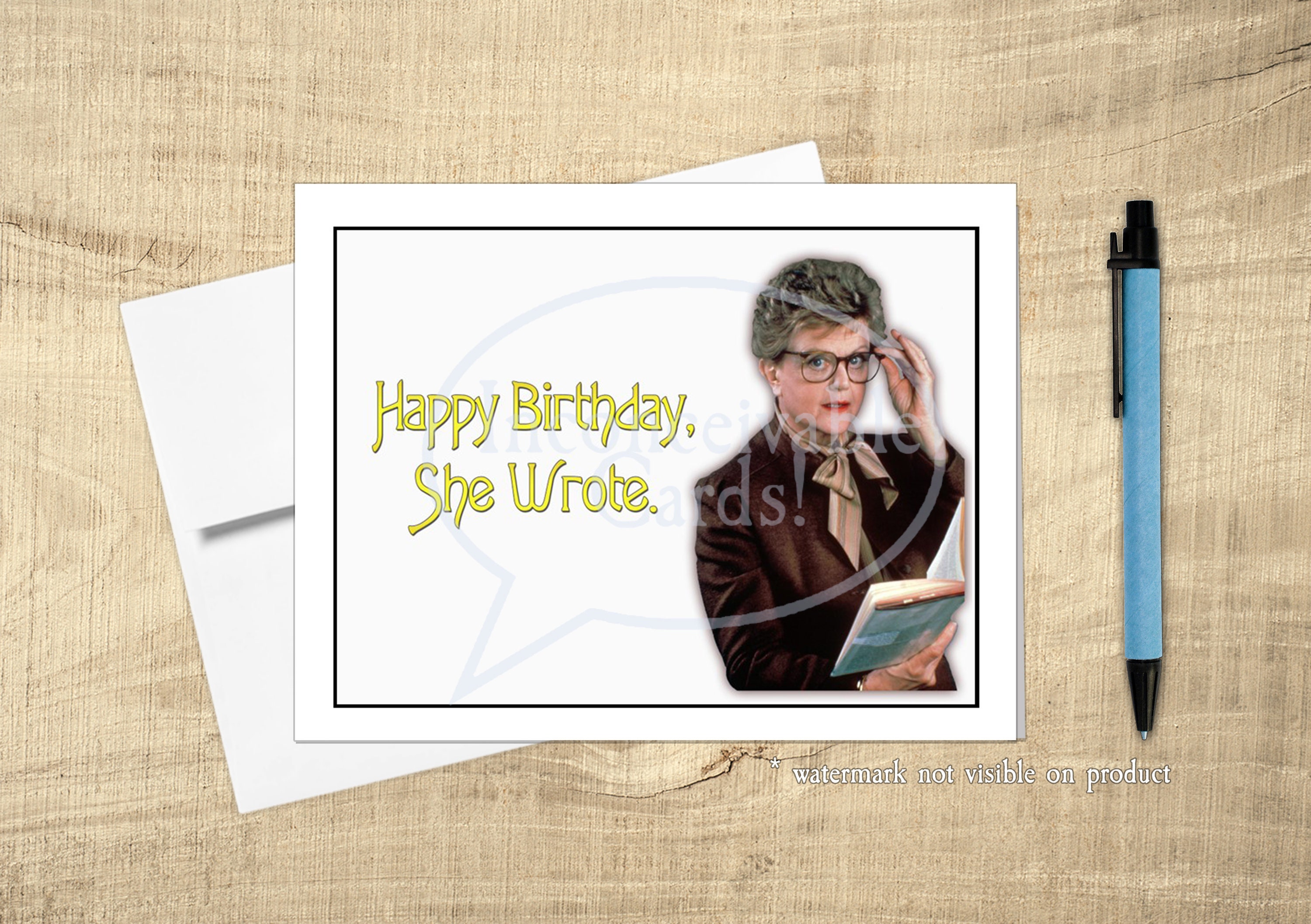 Happy Birthday She Wrote - 80er Jahre TV Zitat, 80er Jahre Retro, handgemachte Geburtstagskarten