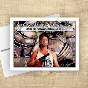 Big Trouble "I'm a Reasonable Guy" grappige kaart voor elke gelegenheid, retro, jaren 80 kinderen, * Tijdelijk: GRATIS ansichtkaart bij in aanmerking komende aankoop