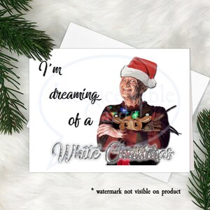 Nightmare &quot;Dreaming of a White Christmas&quot; Christmas Card, Funny Holiday Card, Horror Movie Card