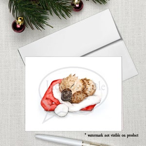Linda tarjeta de Navidad de ornitorrinco - tarjeta de acuarela, adorable tarjeta de Navidad
