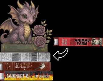 Custom Banned Books Sticker – Pick Your Base Design & Up to 5 Banned Book Spines