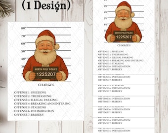 Funny Christmas Card – “Santa’s Rap Sheet” 10 Pack of Cards