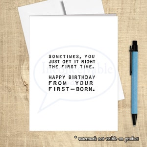Tarjeta de cumpleaños divertida del primogénito, tarjeta sarcástica, tarjeta del niño más viejo, tarjeta para papá, tarjeta para mamá, tarjeta de cumpleaños divertida