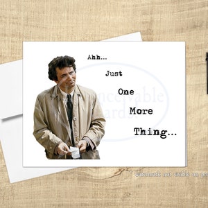 Carte d'anniversaire amusante Columbo, carte simple pensée pour vous