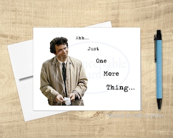 Columbo Funny Birthday Card, Thinking of you card, any occasion card, detective card, mystery lover card, classic TV card, card for him
