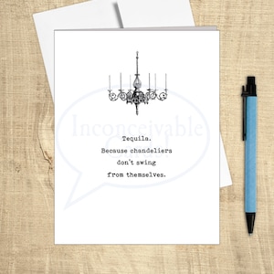 Tarjeta de felicitación divertida de tequila y candelabros, tarjeta de cumpleaños divertida, tarjeta de humor sucio, tarjeta de cumpleaños sarcástica, tarjeta de tequila, tarjeta grosera