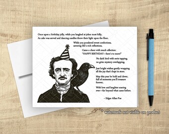 Edgar Allan Poe Birthday Card – Gothic Literary Parody Greeting